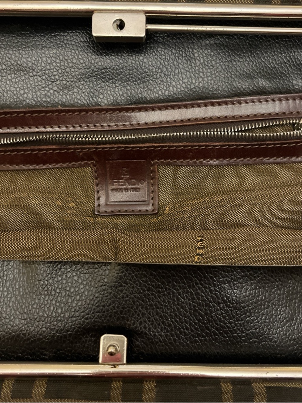 Fendi Dark Brown FF Logo Shoulder Bag with Leather Straps - Picture 5 of 6